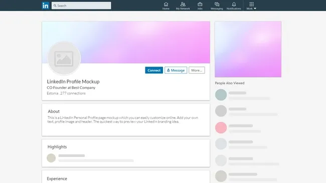LinkedIn or personal site header with a clear headline and bio.